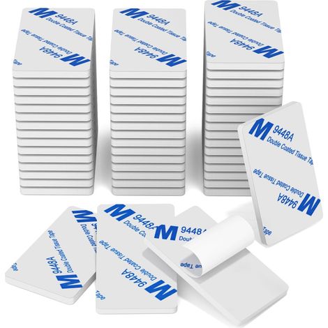 Adhesif Double Face Extra Fort Mousse, 50 Pièces Tampon Adhésif double face, Pastille Adhesive Double Face Imperméables pour la Maison, Bureau, Rectangulaire, Blanc (1/5)