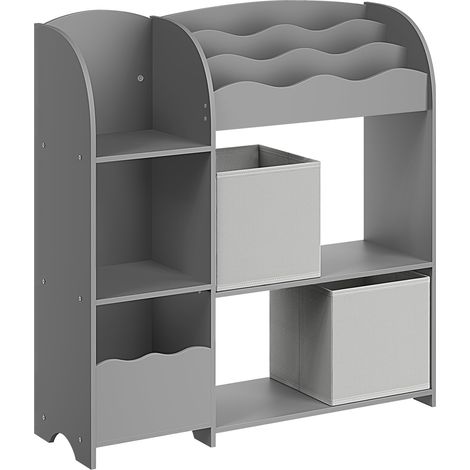 SONGMICS Scaffale per Giocattoli, Libreria per Bambini, Mobile Cameretta con 2 Ceste Portagiochi, Stanza dei Giochi, Soggiorno, Grigio Tortora GKR042G01 (1/5)