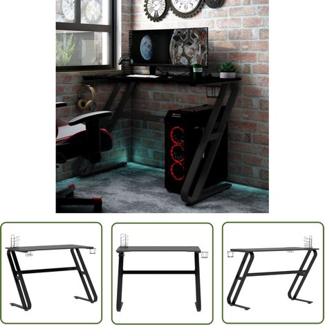 The Living Store Gaming-Schreibtisch mit ZZ-Gestell Schwarz und Rot 110x60x75 cm - Gaming-Schreibtisch - Gamer Schreibtisch - Bürostuhl - Etagenregal - Arbeitsplatz (1/5)