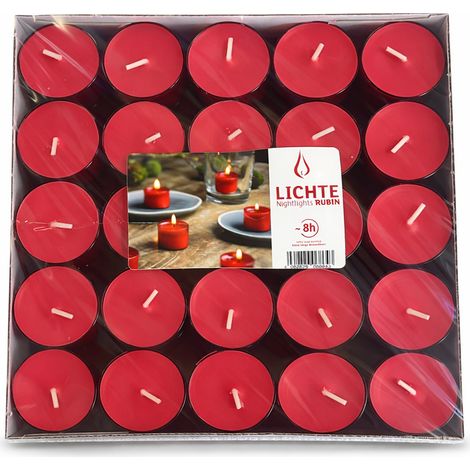 Lot de 50 Bougies Chauffe-Plat Veilleuses Longue Durée 8h Support Plastique Rouge Ø 38 mm - PANGIVO (1/5)