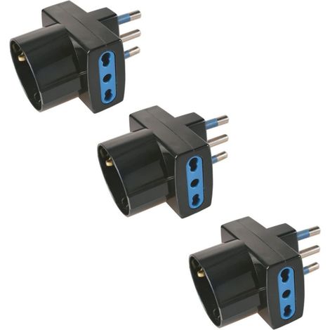 POLYPOOL  Adattatori Presa Schuko Tedesca e Italiana 16A 2P+T e 1 Presa 10-16A 2P+T (Standard IT 10A e Tedesco 16A Terra Laterale) 3 PP0468.13 (1/4)