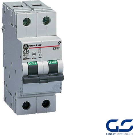 Interruptor Magnetotérmico 2P 20A curva B 6KA General Electric 672158 EAN 541365672158