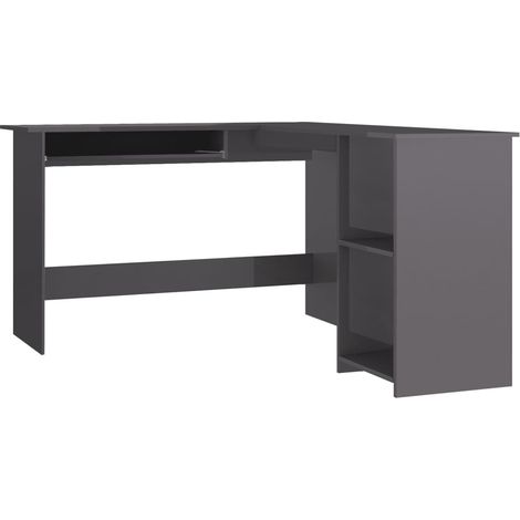 Maison Exclusive - Eckschreibtisch in L-Form Hochglanz-Grau 120×1