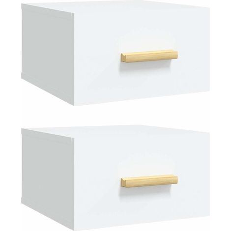 Maison Exclusive - Mesitas de noche de pared 2 uds blanco 35x35x2 (1/5)