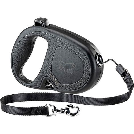 Ferplast FLIPPY ONE CORD Laisse extensible avec corde extensible pour chiens. Différentes tailles et couleurs disponibles.. Variante M - Misure: 16 x 3.4 x h 11 cm - Noir (1/5)
