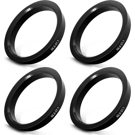 Lot de 4 anneaux de centrage de 66,6 à 57,1 mm - En plastique - Compatible avec VW, Mercedes Benz, Audi, anneaux de centrage pour jantes en aluminium ou jantes en acier - Réduction des vibrations (1/5)