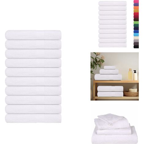 Serviettes de sauna 10 pcs blanc 80x200 cm 360 g/m² 100% coton - Serviette De Sauna - Serviettes De Sauna - Serviette - Serviette Avec Boucle De Suspension (1/5)