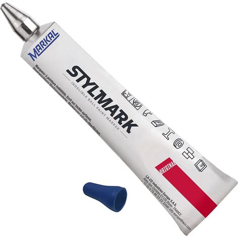 Markal 96657 - Pennarello, punta a sfera, 3 mm, in acciaio, colore: Blu (1/4)