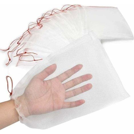 Lot de 50 Sacs en Filet Anti-Insectes, Filet de Jardin Protection en Nylon, Sac Protection Fruits et Plantes Réutilisables, Sachet pour Raisin Anti-Oiseaux avec Cordon de Serrage (25 (1/4)