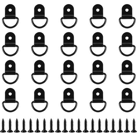20 anneaux en D résistants, ancrages de fixation avec crochet, œillets de fixation en V pour sécuriser les charges dans les voitures, remorques, camions, motos, cargaisons, fourgonnettes, kayaks (1/5)