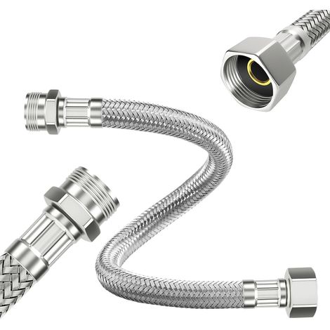 (2 Pièces) Tuyau Flexible 3/8", 20cm Tuyaux de Raccordement Flexibles Robinets 3/8" x 3/8" Rallonge de Tuyau Flexible avec Tressé (1/5)