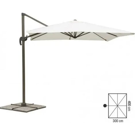 Sombrilla deluxe autoportante 3x4 m ecrú efecto madera