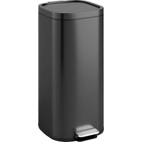 Cubo de basura con pedal de 30 litros, con tapa, cierre suave y función de apertura prolongada, ideal para la cocina y el hogar. (1/5)