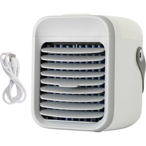 Mini climatiseur Portable, petit ventilateur de refroidissement à 3 vitesses avec lumière LED 7 couleurs, pour la maison, l'intérieur, le bureau, le dortoir (1/5)