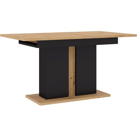 Bb-Loisir – Table à manger extensible 140-200x90cm – Chêne artisanal et pied noir – 6-8 places – Système de dépliage simple (1/4)