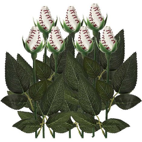 Sportliche Softballrose aus Leder, handgefertigte Kunstblume, Geschenk für Mütter von Softballspielerinnen, Fans, Teamabschlüsse, B (1/5)