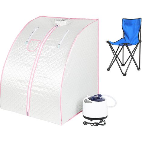 Mobile Mini Dampfsauna Heimsauna Wärmekabine Sitzsauna Saunakabine 80x70x98cm (Silber)