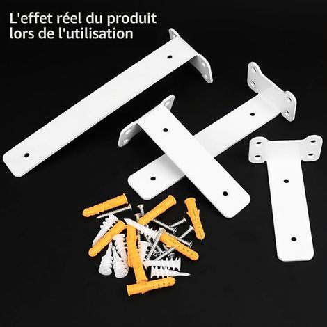 Equerre Etagere Murale Blanc, 260 mm Charge Lourde, Équerre Étagère de Fixation Invisible, Supports d'Étagère Metal Industrielle pour Meuble (1/2)