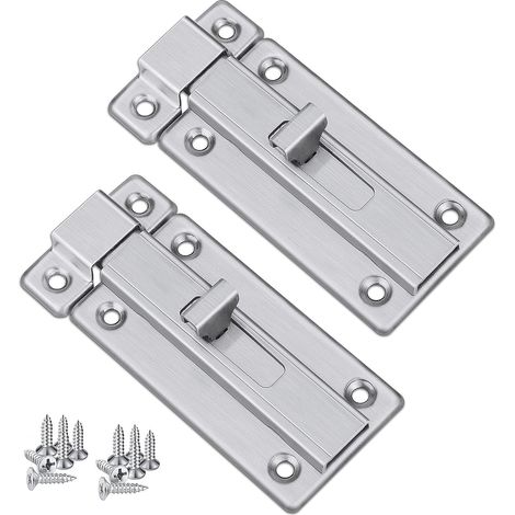 Loquets et Verrous De Porte, 2 PCS Boulon à Glissière De Porte Acier Inoxydable De Sécurité, Verrou Porte Intérieursalles Avec 12 PCS Vis de Fixation De Bains Toilette Cave Fenêtre (1/5)
