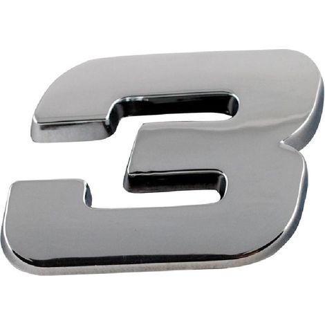Sticker 3D Chrome Numero 3 - 23x27mm
