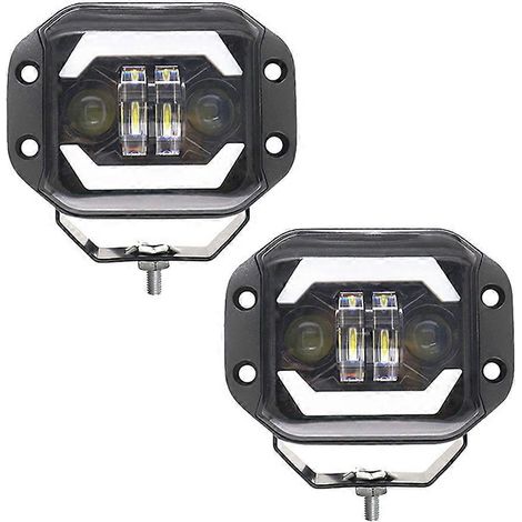 Set mit 2 5-Zoll-LED-Arbeitsscheinwerfern für Autos, quadratischen Angel-Eyes-Scheinwerfern, Nebelscheinwerfern mit Gitter für Jeep Wrangler (1/5)
