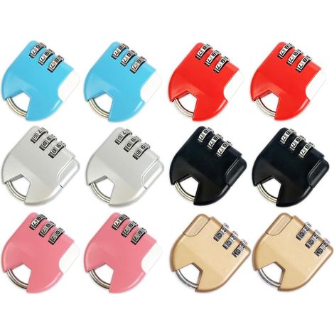 12 Pièces Cadenas Code 3 Chiffres,Serrures à Bagages Cadenas à Combinaison,Luggage Locks pour Valise,Cadenas Code de 3 Chiffres pour Bagages,École,Abri de Jardin,Gym,Garage (1/5)