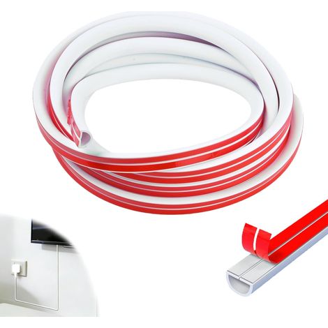 Goulotte Passe Cable, Cache Cable Demi-Rond, Goulotte Électrique Auto-Adhésive, Protège Cache Fil TV Mural Flexible, Gaine De Protection, Range-Cord, Blanc pour Sol (5M  15mm) (1/5)
