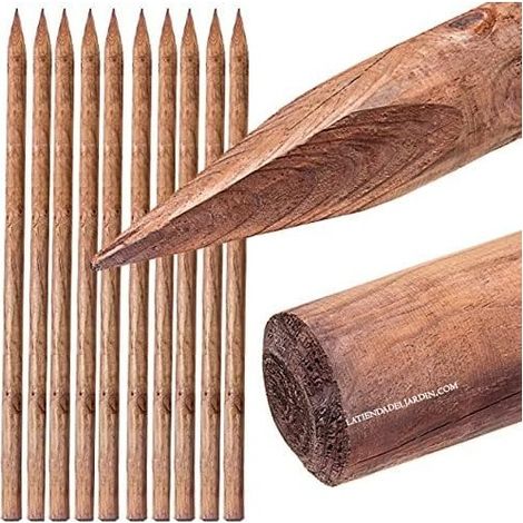 Suinga – Lot de 10 tuteurs en bois traité autoclave 200 cm Ø 10 cm – Résistants à la pourriture – Pour arbres à développement rapide