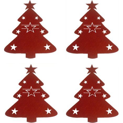 12 Pièces Porte-Couverts Sapin De Noël Titulaire D\'Couverts Poche Coutellerie Sac De Vaisselle Décoration De Table Noël (1/4)