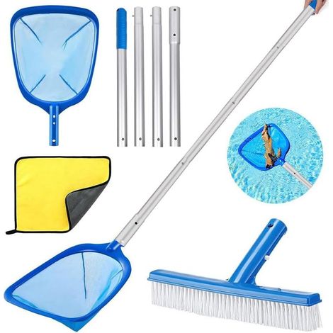 180cm Epuisette Piscine avec Manche Telescopique,Epuisette Piscine Maille Extra Fine avec Brosse Piscine,Kit de Piscine Nettoyage,pour Piscines,Spas,Fontaine,Étang Nettoyage (1/5)