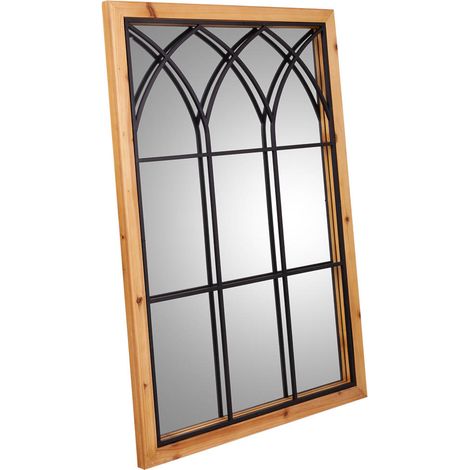 Espejo de madera y metal marrón 60x2.5x90