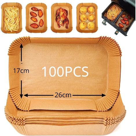 Liner Pour Friteuse À Air - Papier Culinaire Anti-Huile En Silicone Double Couche - Compatible Four à Micro-Ondes Et Grillades - 100 Pièces (1/5)