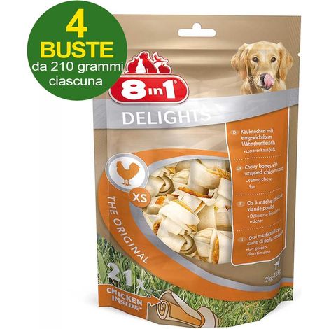 84 Ossa Delight taglia XS con carne di pollo - OFFERTA RISPARMIO 4 buste da 21 ossa ciascuna