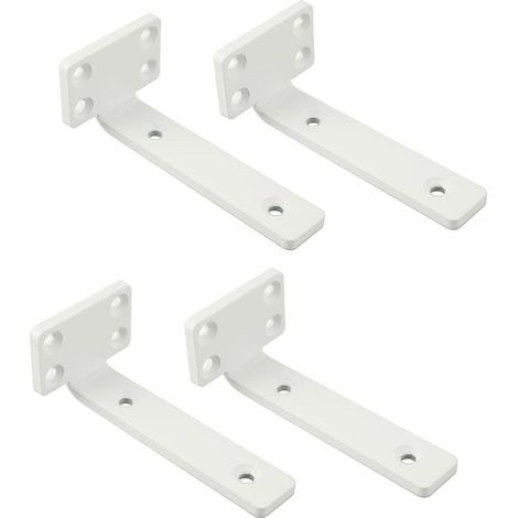 Lot de 4 Supports d' Étagère Flottants,10 x 5 CM, Équerre Étagere Durable et Pratique, Equerre Etagere Murale avec Vis, Blanc (1/5)