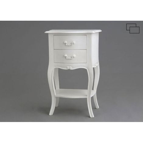Amadeus - Table de chevet 2 tiroirs en acajou blanc L40 cm Apolline (1/4)