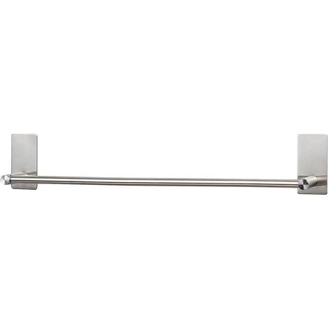 Portasciugamani adesivo in acciaio inox da 60 cm, non necessita di foratura, per bagno e cucina. (1/5)