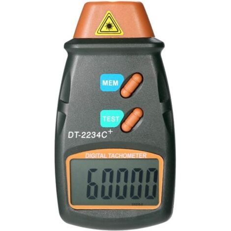 Digital pocket laser tachometer, non-contact tachometer, measuring range 2.5 rpm-99,999 rpm, LCD display with 3 reflective strips. (1/4)