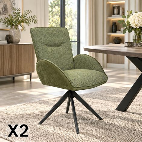 Fauteuil de table pivotant vert, bi-matière (lot de 2) AGADE (1/5)