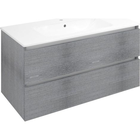 Meuble sous-vasque EZARA 99,8x52x46cm, chêne argenté (1/2)