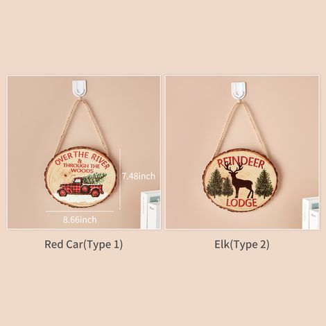 Weihnachtsschild aus Holz zum Aufhängen, Elchmotiv, für die Haustür, rustikale Dekoration im Landhausstil. (1/2)