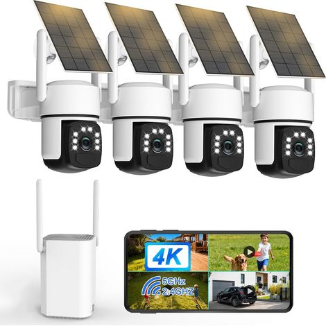 4K Camera Surveillance WiFi Exterieure sans Fil,4 Cam-Kit avec Home Station