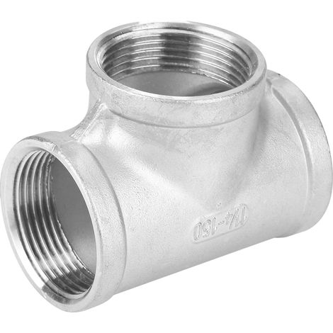 1Pcs 304 Stainless Steel 3 Way Connector Tee Pipe Adapter Fitting DN32 1-1/4" (1/5)