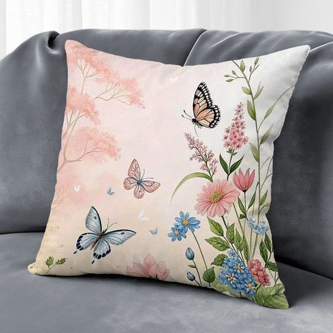 Housse de coussin floral décoratif, canapé style rustique,45×45cm (1/5)