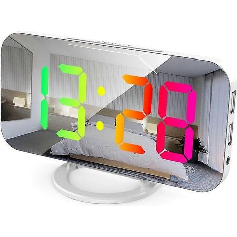 Digitaler Wecker mit RGB-Farbdisplay, Smart Mirror, Datumsanzeige, Schlafzimmerdekoration ( )