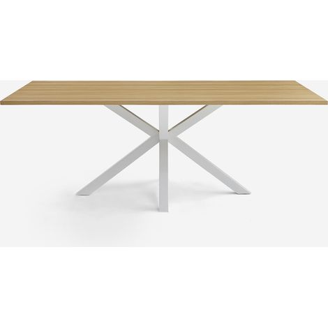 Tavolo da pranzo in legno 200x100cm con gambe incrociate bianco Moyo