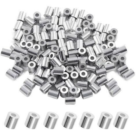 Lot de 200 manchons d'arrêt ronds pour câble métallique de diamètre en aluminium (M2,5, 2,5 mm) (1/5)