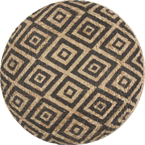 Pouf fait à la main Noir 45 x 30 cm Jute CFW153214 (1/3)