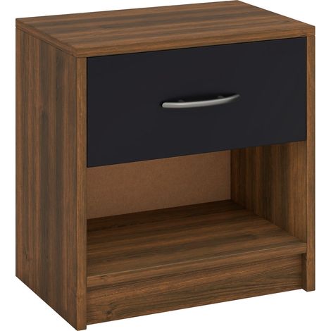Bedside Table Nightstand with Drawer and Open Storage Shelf-Brown (1/5)