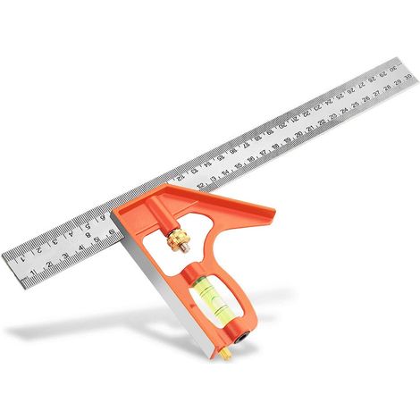 Équerre combinée de 300 mm, règle d'angle combinée, outils de mesure combinés carrés, règle d'angle combinée en acier inoxydable, métal précis et pratique (1/5)