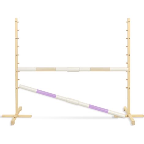Obstacle de saut pour cheval de bois 160 cm, hauteur 120 cm, deux barres - beige et violet clair (1/5)